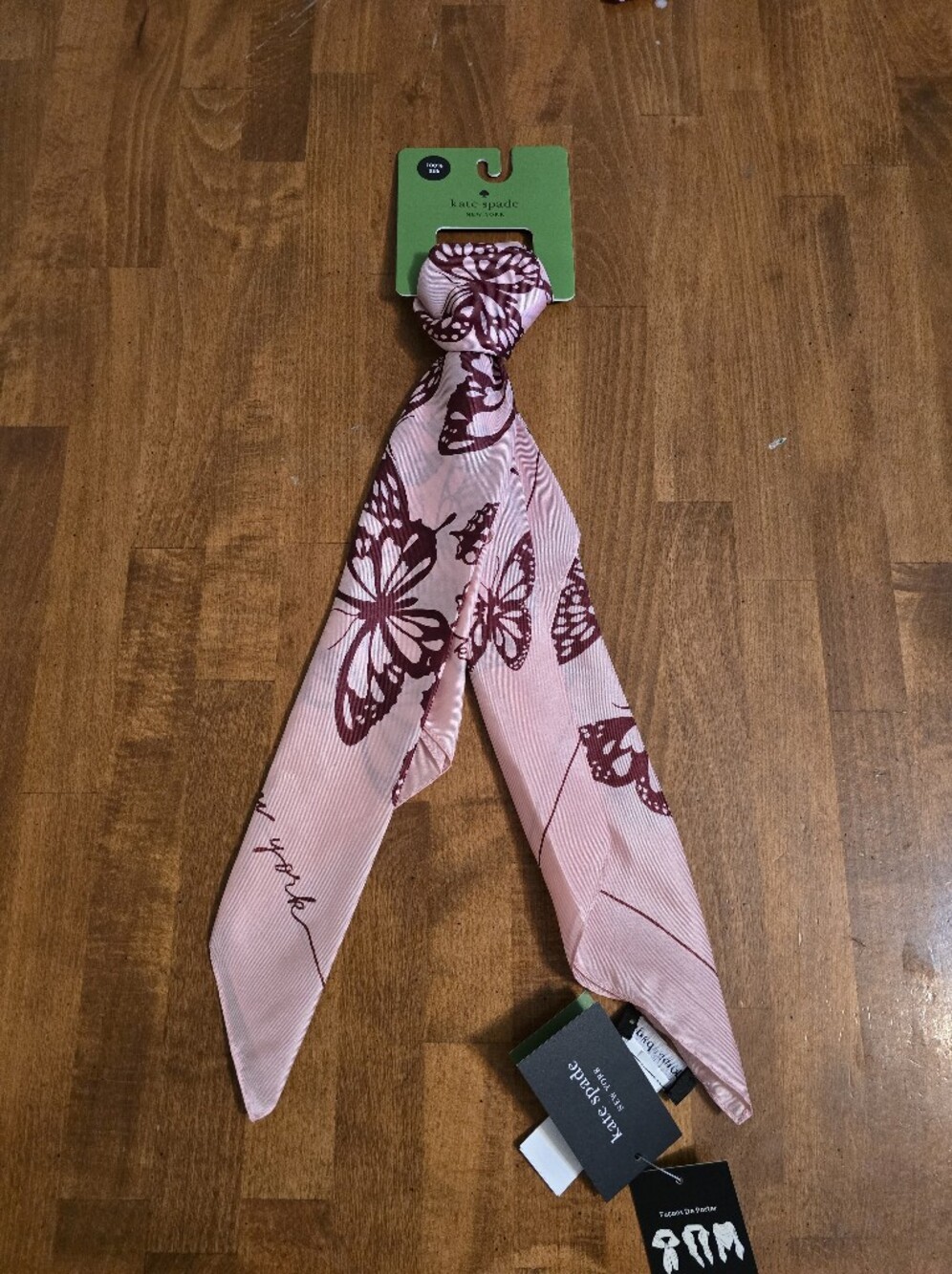 kate spade Pink and Burgundy Butterfly Print Hair Scarf